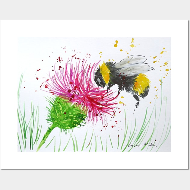 Bumble bee and Thistle Wall Art by Casimirasquirkyart